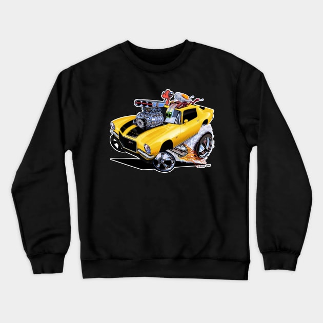 FULL BLOWN 71 Camaro Yellow Crewneck Sweatshirt by vincecrain